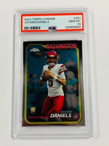 2024 TOPPS CHROME JAYDEN DANIELS ROOKIE #201 PSA 10 GEM MINT COMMANDERS
