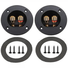 3" Round 2-Way Binding Post Screw Cup Connector Speaker Box Black - 2pcs