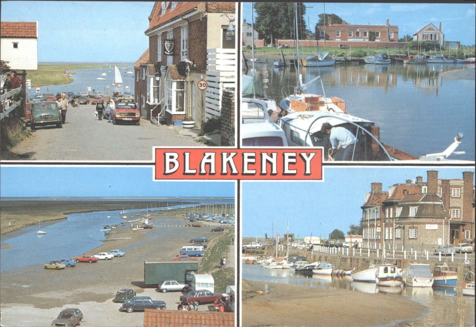 Vintage Blakeney Norfolk Postcard 1994, Coastal Village Scene, Boats, UK