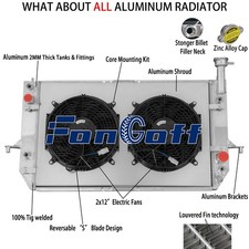 4 Row Radiator Shroud Fan Fits 1996-2005 Chevy Astrogmc Safari Base 4.3l V6 At