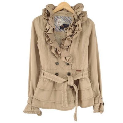 Khujo Relaxed Windbreaker Jacket For Women Beige Cotton Blend S