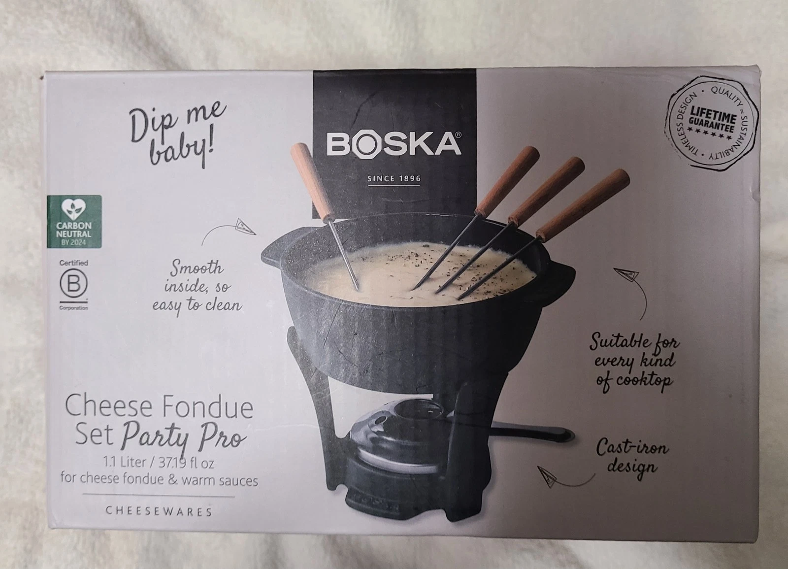 Boska - 7-Piece Cast Iron Fondue Party Set - Black 900 ml Black New