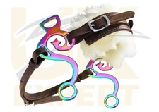 UK Expert Regenbogen Barock gebisslose Trense Stern schwarz & braun Hackamores mit Fell