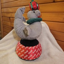 Coca Cola Stuffed Seal With Red Present On Head