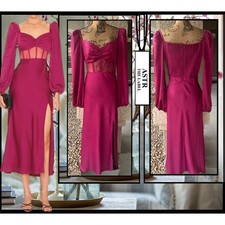 Astr The Label Fuchsia Gianna Corset Long Sleeve Midi Dress Size XL