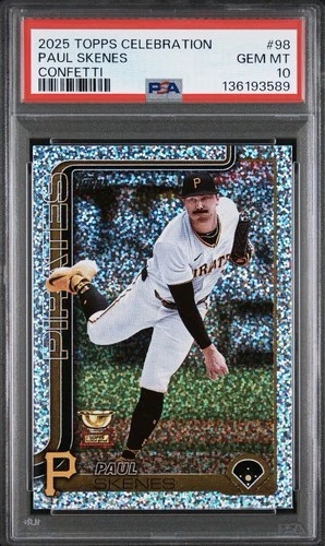 2025 TOPPS PAUL SKENES ROOKIE CUP #98 SP CONFETTI FOIL PSA 10 - POP 10