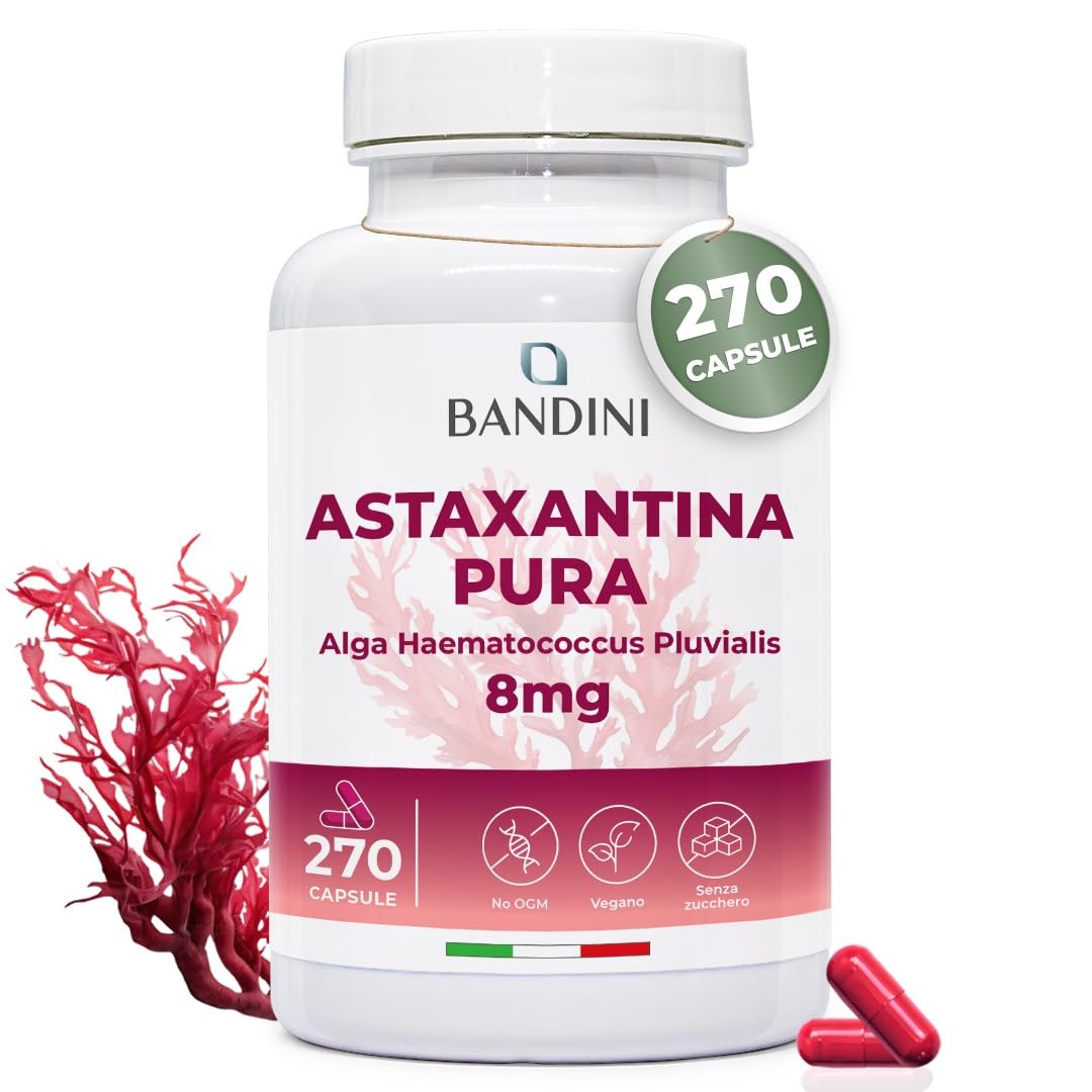 Bandini Astaxantina Pura 18mg 270 Capsule - Antiossidante 9 Mesi Scorta