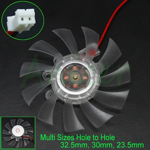 65mm DC 2pin Computer VGA Video Card Heatsink Cooler Cooling Fan Multi-Size Hole