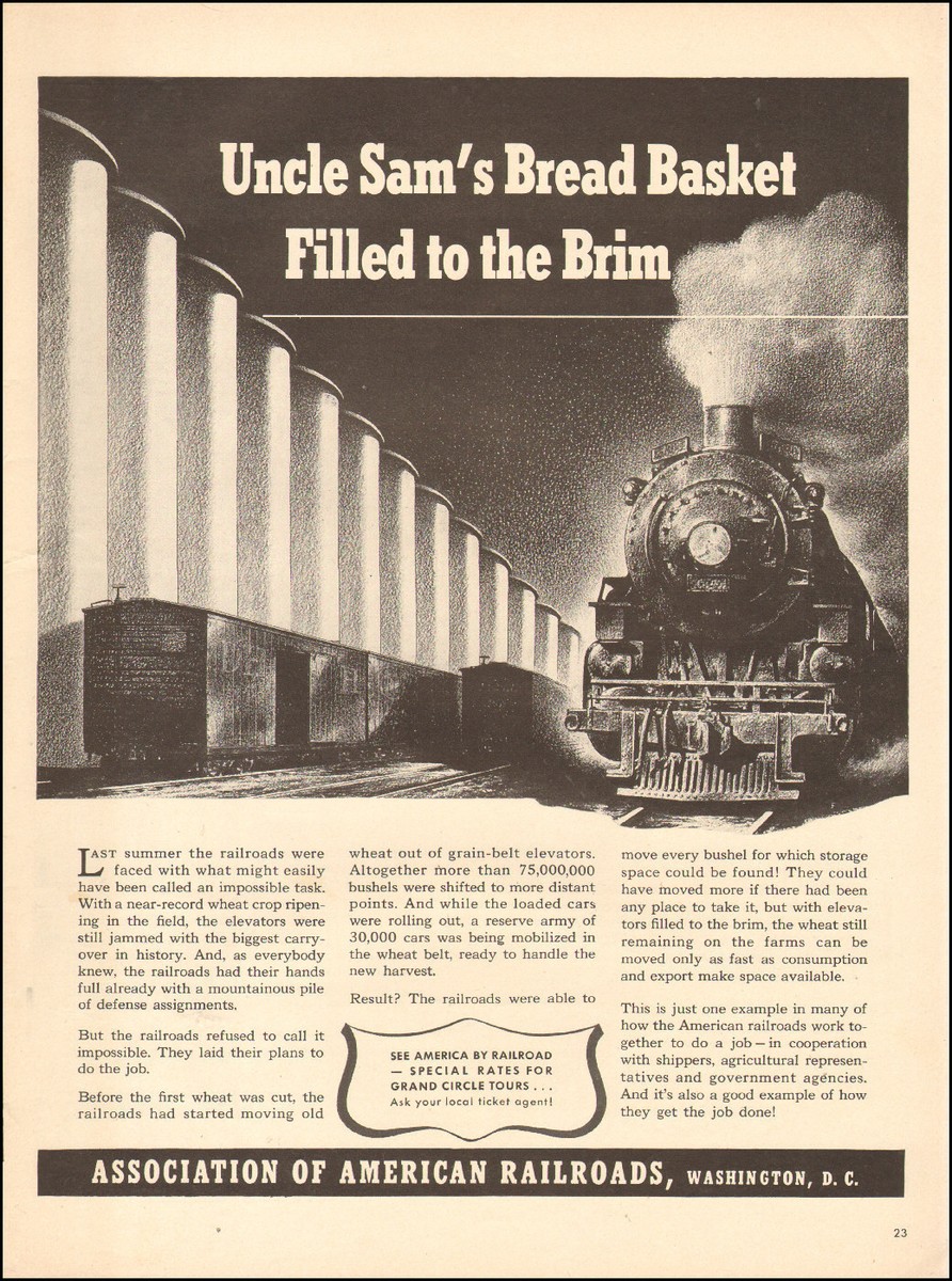 1941 Vintage ad for Association of American Railroads Trains Art 