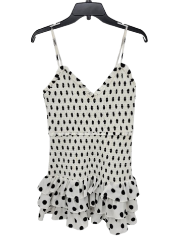 Lovers and Friends Sallie Mini Dress Womens Medium Black White Polka Dot Smocked