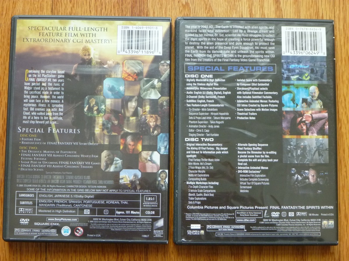 Final Fantasy VII 7 Advent Children + Spirits Within 4-DVD