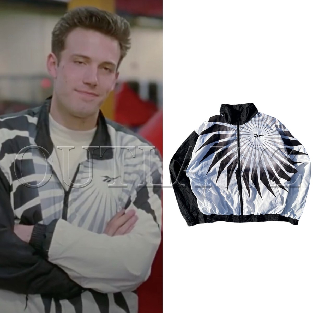 Reebok Windbreaker Jacket **Style Worn By Ben Affleck** Vintage
