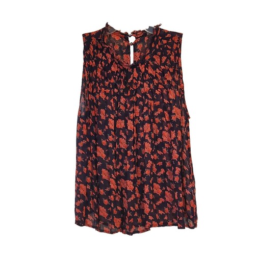 Lucky Brand Top Damen Größe Large durchsichtig blau ärmellos Blumenmuster Viskose sehr guter Zustand