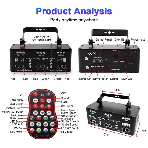 21Eye Laser Projector RGB DMX Strobe Stage Light LED Bar DJ Disco Party Lighting - Picture 15 of 22