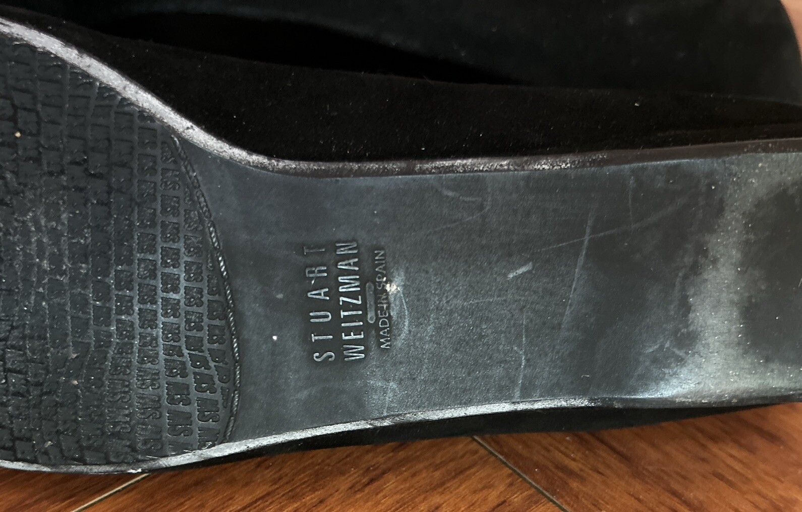 STUART WEITZMAN Round Toe Studded Rose Flats Blac… - image 7