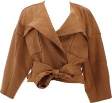 Everydayjones Madeline Jones Faux Suede Cropped Jacket Camel M Nwot (294)