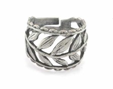 Leaf Adjustable Ring Antique Silver Plated brass 18mm 8US innsize Adjustab 3349