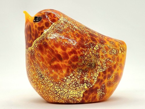 Hand Blown Vetro Artistico Murano Glass Orange Bird Figurine Statue - Picture 6 of 8