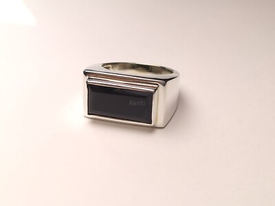 Asthetic Sigma Black Onyx 925 Sterling Silver Handmade Signet Men's Ring