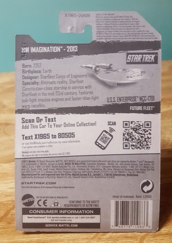 Hot Wheels Star Trek U.S.S. Enterprise NCC-1701 1:64 Scale HW Imagination 2013 - Picture 9 of 9