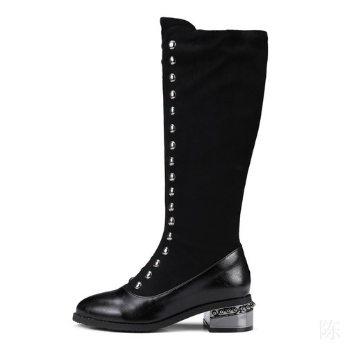 Mujeres Gruesas Tacones Bajos Rodilla Alto Botas de Caballero Británicas Zapatos de Remache Nuevos - Imagen 4 de 17