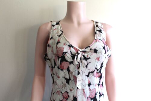 Nine West 12 L Silk Slip Dress Bias Cut Pink Ivory Floral Sleeveless Ruffle Hem - Picture 5 of 10