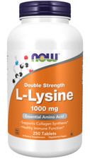 Now Foods L-Lysine 1000mg Collagen Synthesis Double Strength 250 Tabs 02/2029EXP