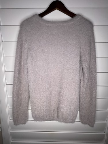 Ellen Tracy Cashmere Sweater Sz Med Light Gray Color - Picture 3 of 7