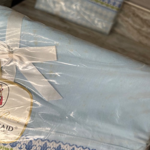 VTG Springmaid NOS Blue Floral Cotton Pillowcases & 2 Top Sheets Double Bed - Picture 5 of 9