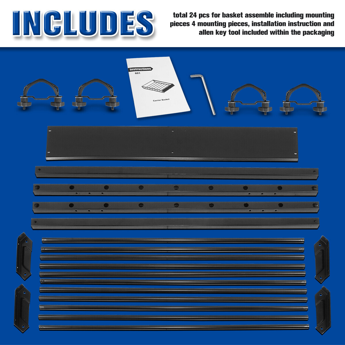 43" L X 36" W X 5" H OD Top Roof Rack Cargo Box Luggage Carrier w/Wind