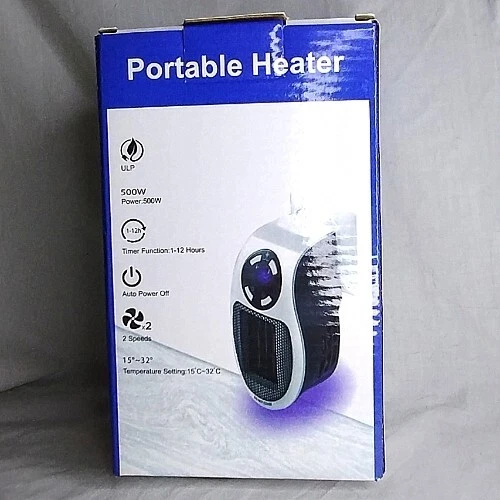 SPACE HEATER 500W PLUGIN Electric Ceramic Adjustable Thermostat 1-12 Hour  Timer | eBay