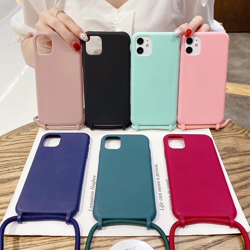 Crossbody Necklace Lanyard Rope Soft Phone Case For iPhone 16 15 14 13 Pro Max
