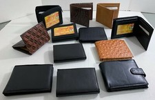 LOT OF 12 MEN WALLET QUALITY LEATHER BI-FOLD /TRI-FOLD WALLETS MIXED COLORS NEW