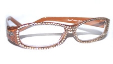 CHAMPAGNE GOLD CRYSTAL JEWELED READING GLASSES MADE WITH SWAROVSKI READERS 2.50