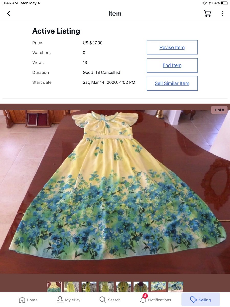 Vintage Floral Polyester Georgette Maxi Summer Garden Party Dress Size M  (US) | eBay