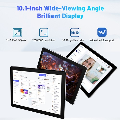 Tablet 10.1" WIFI Android 14 HD 64GB Tablet Pad Quad-Core Netflix Doppia Fotocamera - Foto 12 di 13