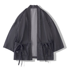 Men Retro Denim Kimono Coat Japanese Yukata Jacket Cardigan Loose Haori Top Chic