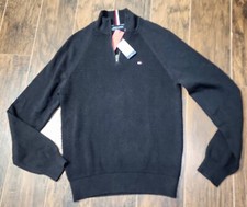 Tommy Hilfiger Men's Navy Blue 1/4 Zip 100 Cotton Waffle Knit Sweater NWT M