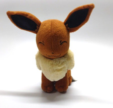 2016 TOMY Pokemon Plush EEVEE Stuffed Animal Toy Closed Eyes