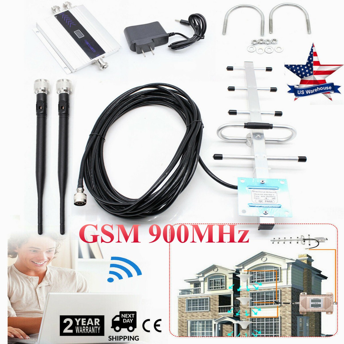 GSM 900MHz Cell Phone Signal 2/3/4G Repeater Booster Amplifier 