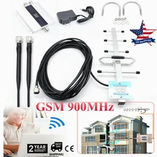 GSM 900MHZ Mobile Phone Signal Amplifier Repeater Network Booster +Yagi Antenna