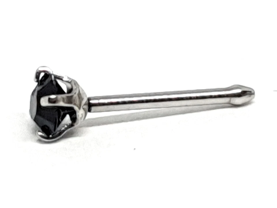 Juego de tachuelas de nariz de turmalina negra de 3 mm de cristal de 20 g (0,8 mm) de titanio g23 Foto 4 de 4