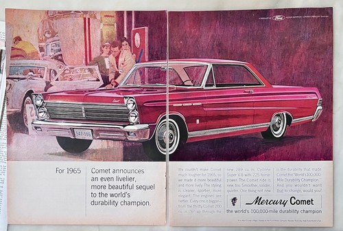 1965 2-seitige Zeitschriftenanzeige für Mercury Comet - noch lebendiger, schönere Fortsetzung