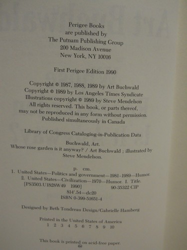 Whose rose garden Is It Anyway? by Art Buchwald (1990, Paperback - Picture 6 of 7