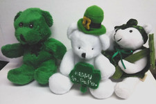 2 - Dan Dee Collectors Choice Shamrock Clover Plush Bears St Patrick's Day Green