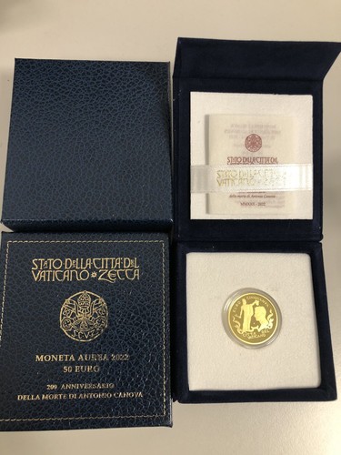 Vaticano: Moneta in oro 50 Euro "200° annivers Morte di Antonio Canova 2022 - Imagen 9 de 12