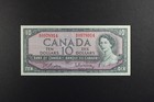 Bank of Canada Queen Elizabeth Ii $10 Dollar Banknote 1954 . Vf+