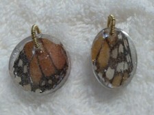 2 Keychains / Pendant / Charms Monarch Butterfly Orange Black Wings in Resin
