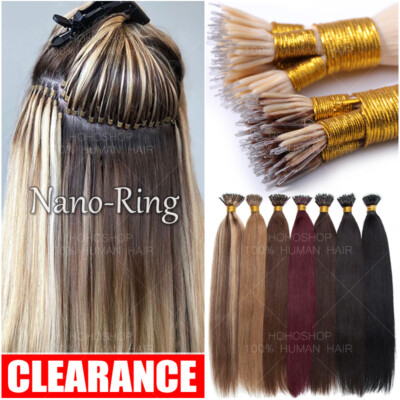 Microring 100% Remy Echthaar Extensions Beads Nano Micro Loop Rings 200 Strähnen