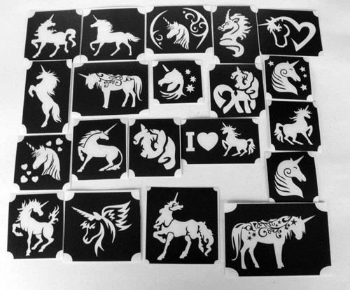 GLITTERTATTOO4YOU 20 different tattoo stencils glitter tattoo body jewelry unicorn peephole meal